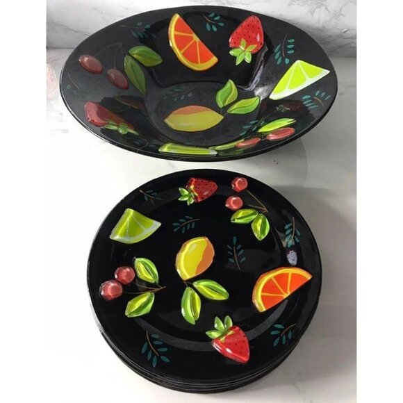 Block China Crystal Mixed Fruit 9" Salad Plates - Picture 1 of 4